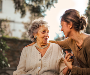 Elder mother with adult daughter