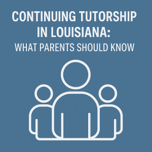 Parents reviewing continuing tutorship paperwork in Louisiana