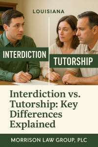 Louisiana attorney explaining interdiction vs. tutorship to family