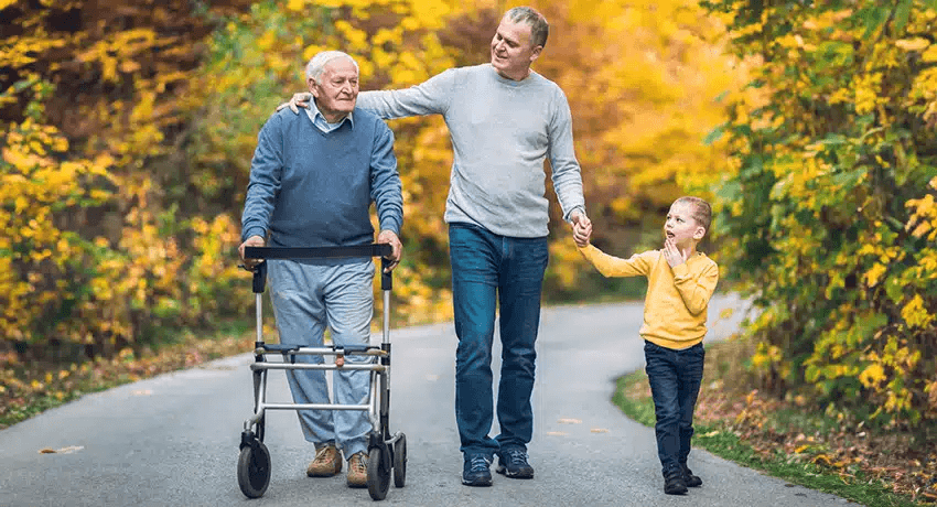 senior with caregivers